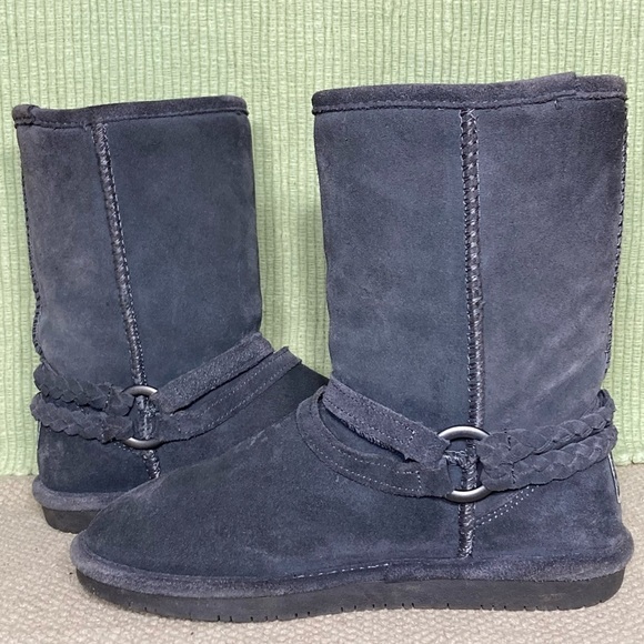 BEARPAW Womens Adele Grey Braided Harness Suede/Wool/Sheepskn Short Boots SZUS 7 - Picture 6 of 12